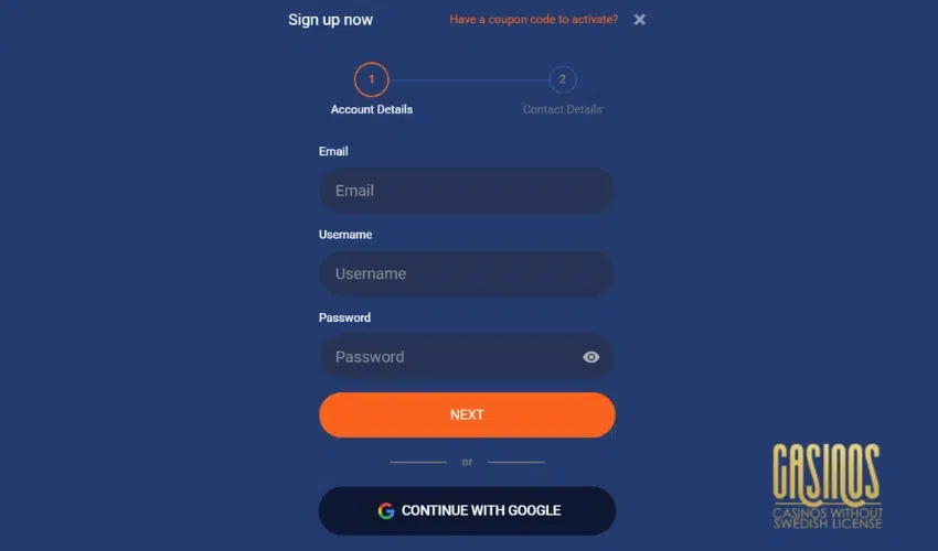 Dream.Bet Casino Review for Swedes sign up process and steps