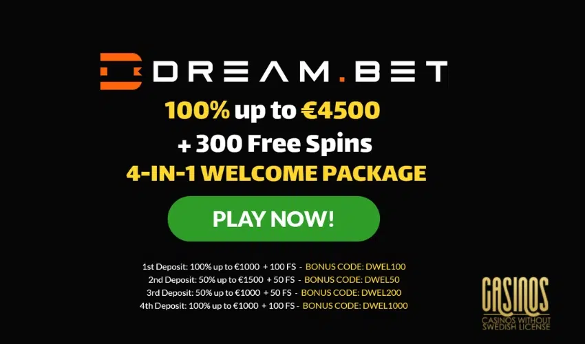 Dream.Bet Special Casino Bonuses for Swedes