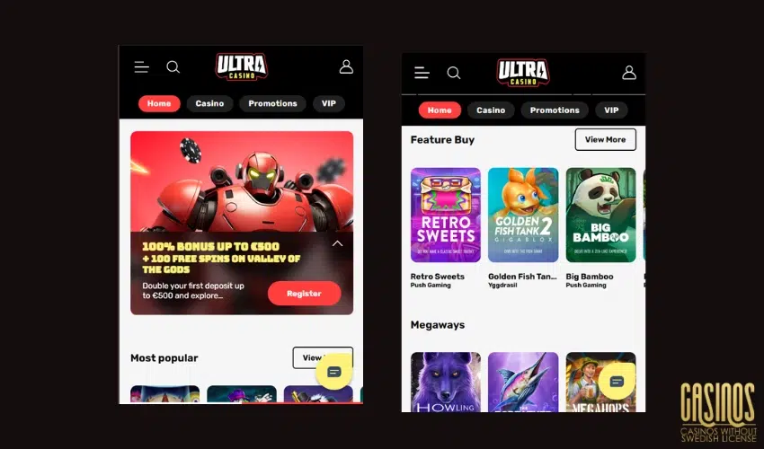 Ultra Casino Mobile Experience