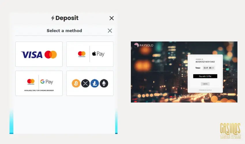 Deposit process at Paradise Play