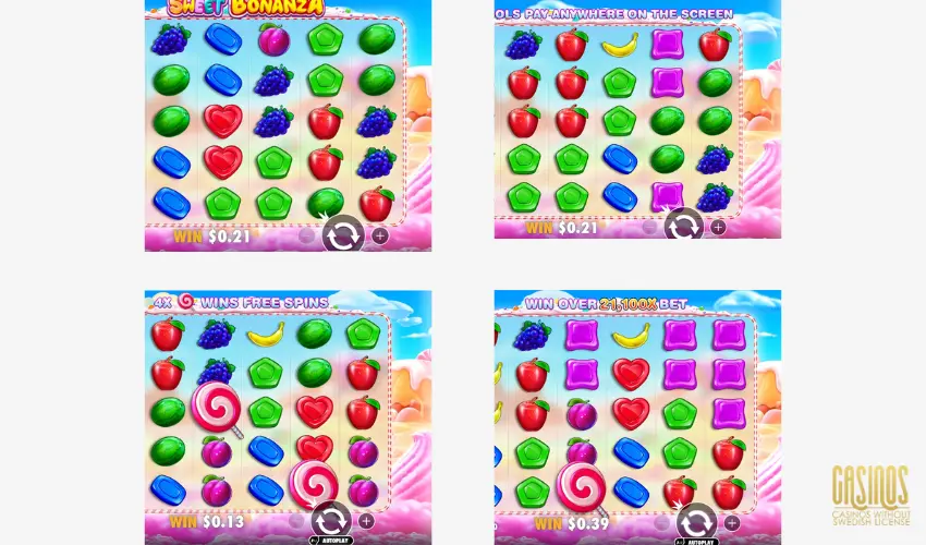 Screenshots of Sweet Bonanza Gameplay