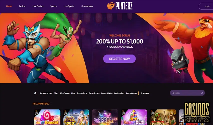 Punterz Casino Bonuses