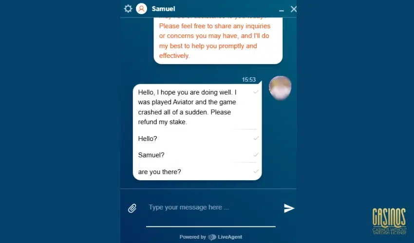 I contacted customer support at BOFCasino regarding my refund