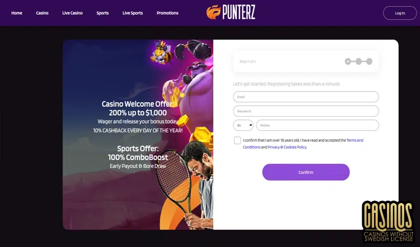 Punterz Casino - How To Sign Up