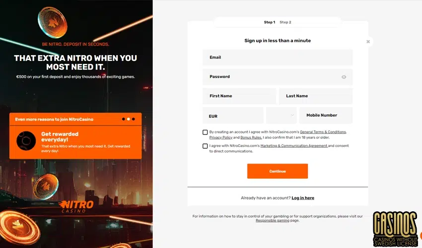 Nitro Casino Register Your Account