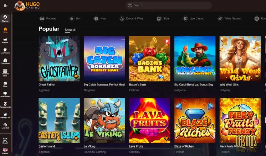 Review of Hugo Casino Games