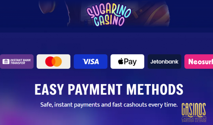 Review of Sugarino Casino Payment Methods for Swedish Players